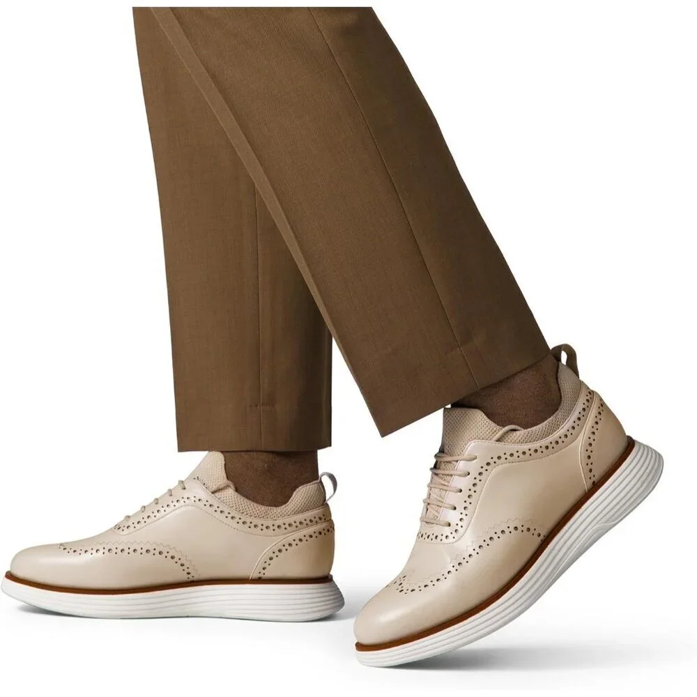 Casual Dress Oxford Shoes Men's Apricot Business Formal Comfort Wingtip Sneaker